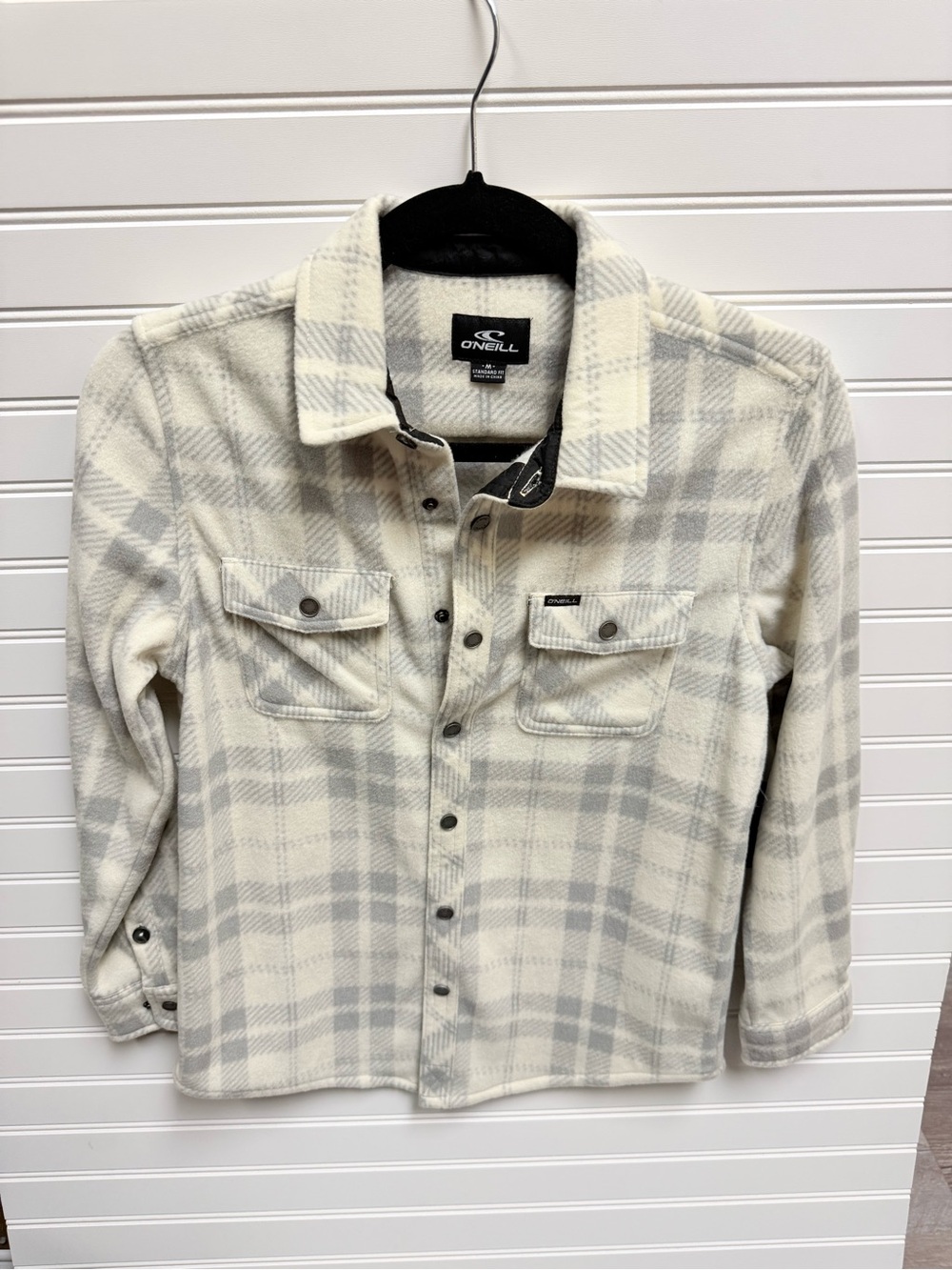 O'Neill Cream & Light Gray Plaid Kids Shirt Jacket